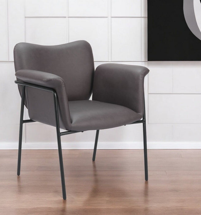 31" Faux Leather And Faux Leather Arm Chair - Brown / Black