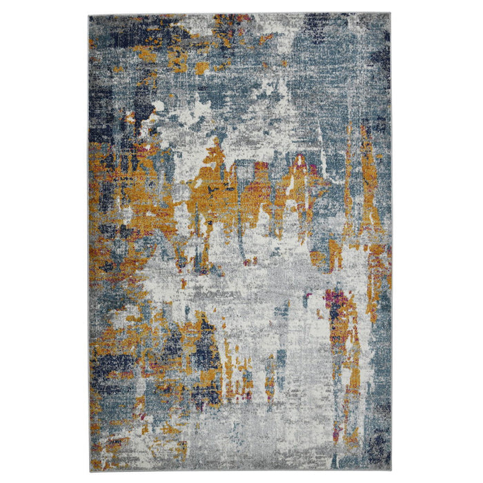 8.8' x 11.8' Abstract Power Loom Area Rug - Blue And Orange