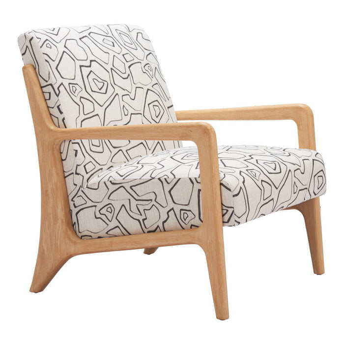 Upholstered Geometric Arm Chair - Beige