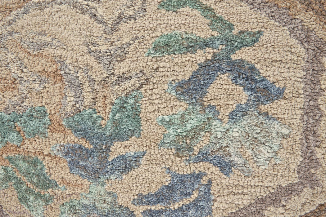 9' X 13' Hand Tufted Area Rug (744438) - Tan / Blue / Green
