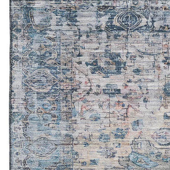 10' X 14' Oriental Washable Area Rug With UV Protection (700271) - Blue / Beige / Teal
