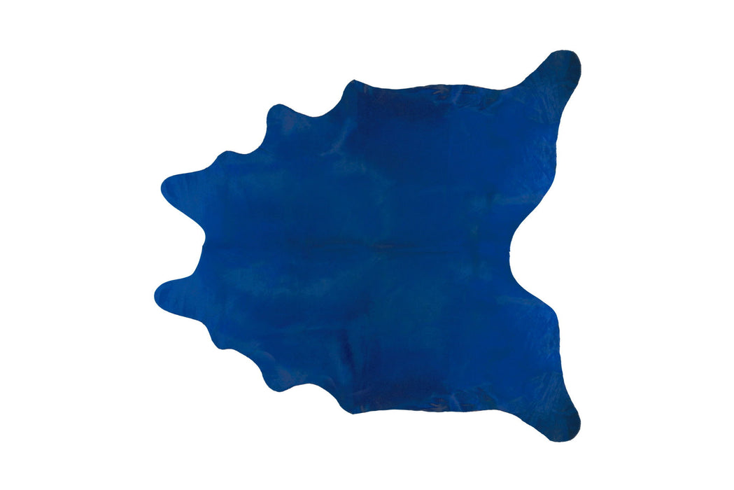 6' x 7' Hand Knotted Area Rug - Cobalt Cowhide