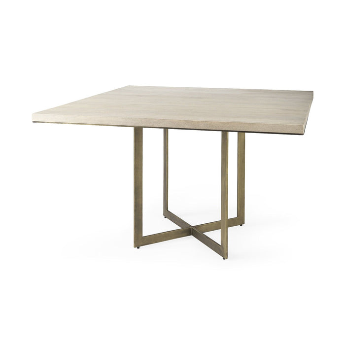 Modern Square Wood And Dining Table - Off White