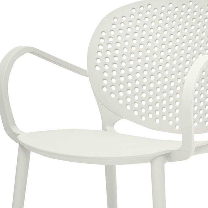 Heavy Duty Plastic Partially Open Back Dining Arm Chairs (Set of 4) - White