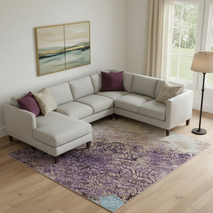 10' X 14' Abstract Washable Area Rug With UV Protection (698071) - Salmon / Blue / Gold