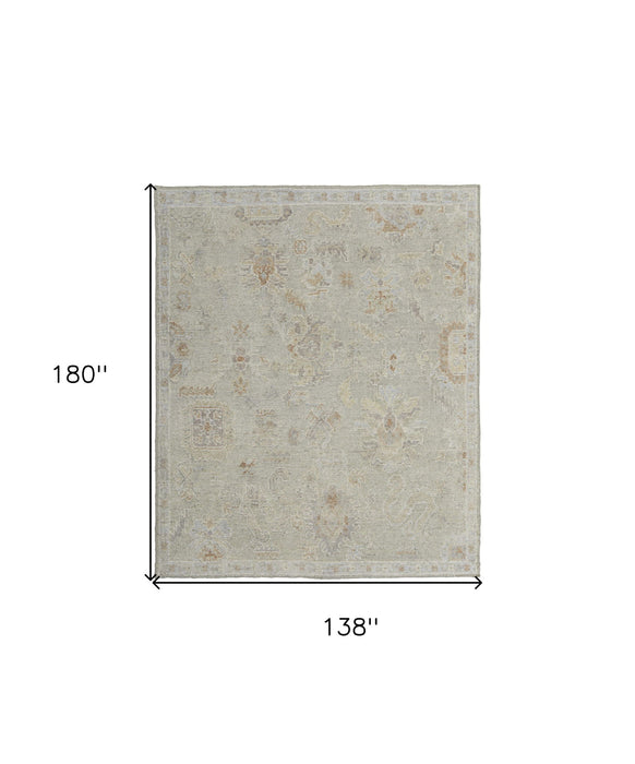 12' x 15' Wool Floral Hand Knotted Area Rug - Gray And Brown