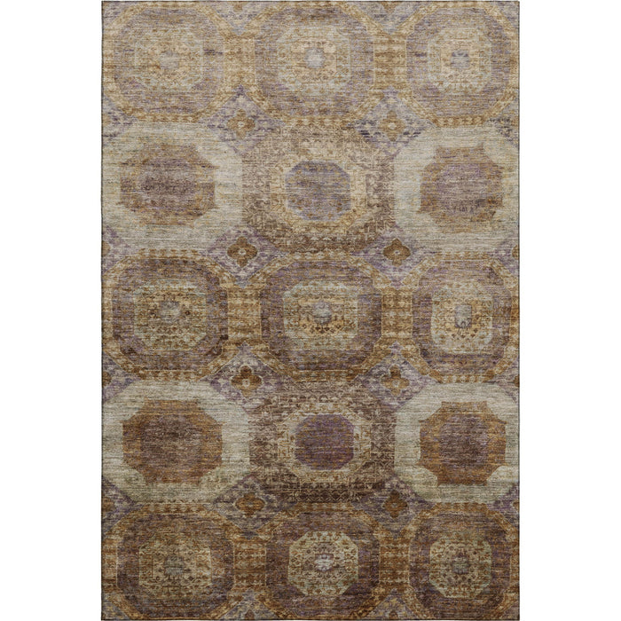 10' X 14' Abstract Geometric Washable Area Rug With UV Protection (708976) - Rust / Brown / Beige