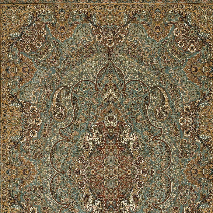 5' X 8' Medallion Area Rug With Fringe - Blue And Gold