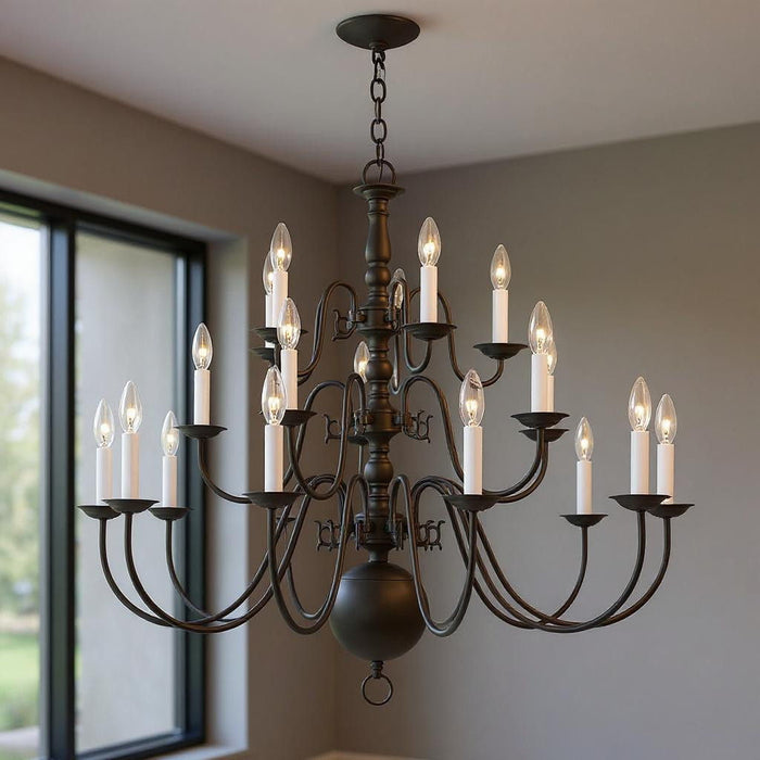 33" Multi Light Dimmable Chandelier With Shades - Bronze