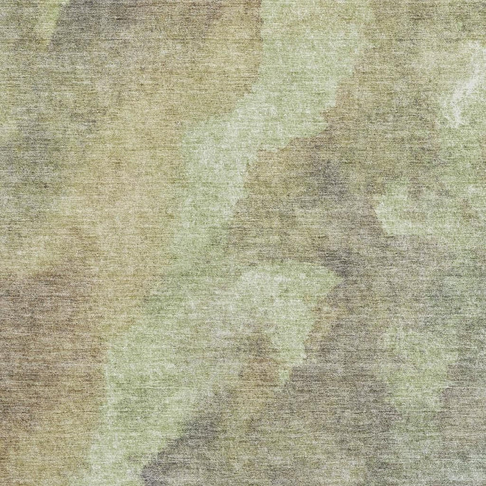 10' X 14' Abstract Washable Area Rug With UV Protection (710052) - Artichoke Green / Taupe / Brown