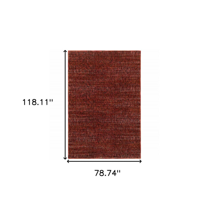 7' x 10' Power Loom Area Rug - Red And Gray