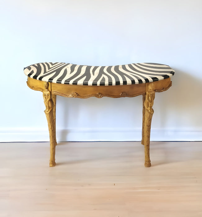 Kidney Writing Desk - Black And White And Brown