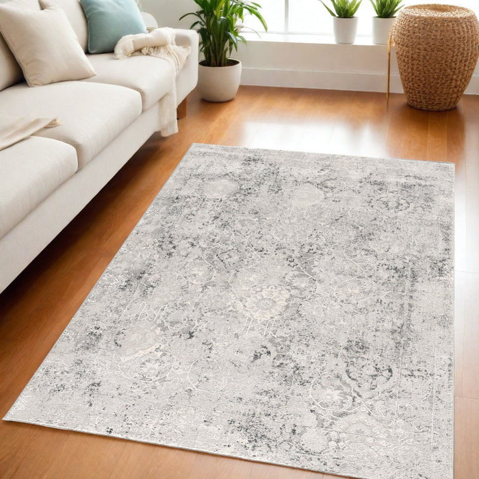 5' x 7' Abstract Viscose Area Rug - Gray And Ivory