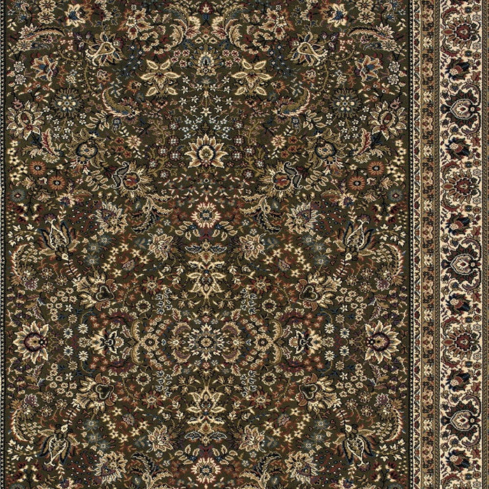 5' X 8' Oriental Area Rug - Green And Ivory