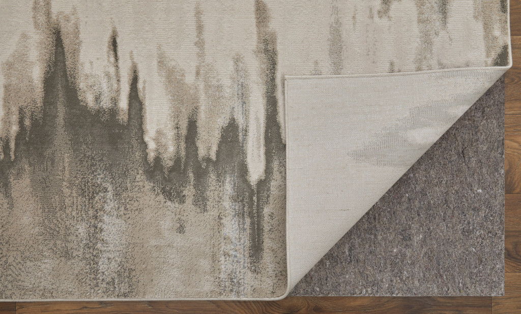 12' x 15' Abstract Power Loom Area Rug - Gray Ivory And Taupe