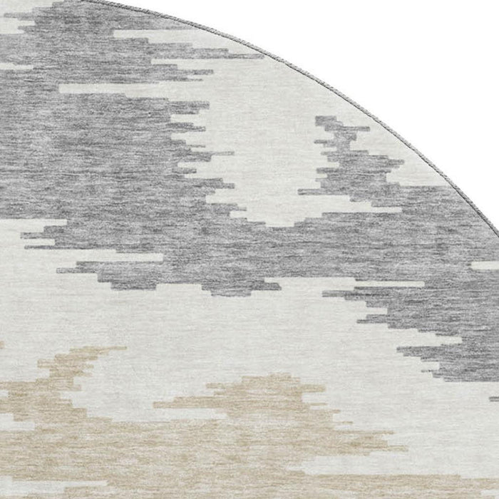 8' Transitional Abstract Washable Round Rug With UV Protection - Orange