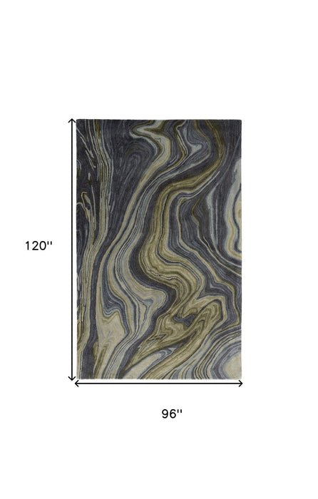 8' x 10' Abstract Hand Tufted Area Rug - Blue And Green
