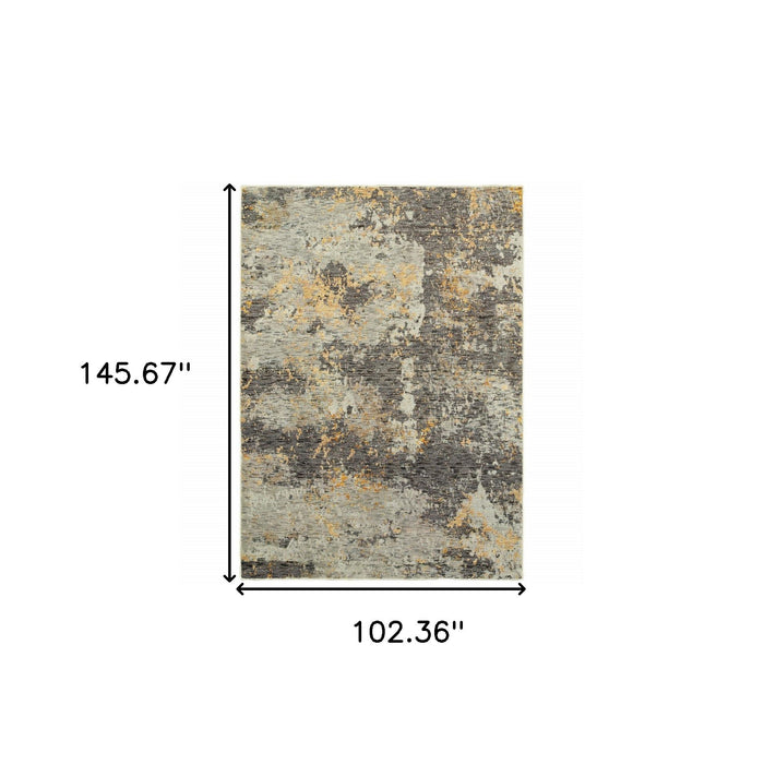 8.5' x 12.1' Abstract Power Loom Area Rug - Gray And Ivory
