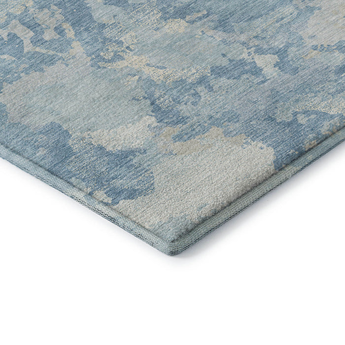 10' X 14' Abstract Washable Area Rug With UV Protection (693354) - Sky Blue / Ivory
