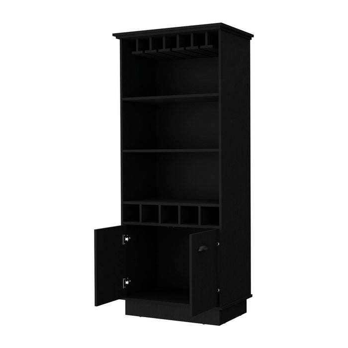 70" Wood Bar Cabinet With Two Doors - Black