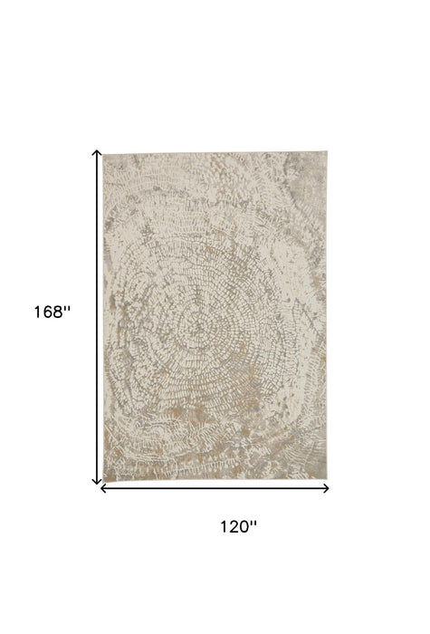 10' x 14' Abstract Area Rug - Ivory Tan And Gray