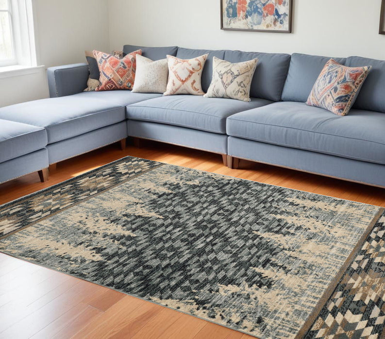 9' x 12' Machine Woven Pinegrove Lodge Indoor Area Rug - Slate Blue