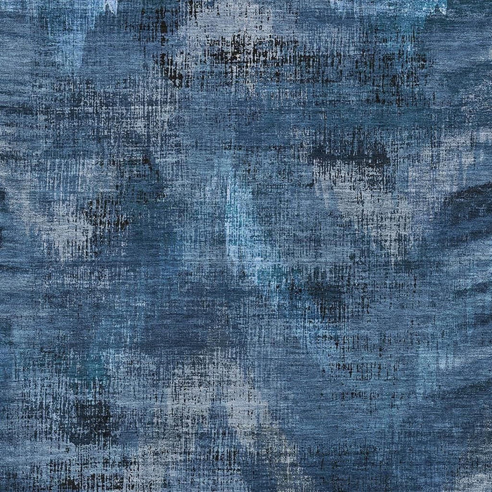 8' X 10' Abstract Washable Area Rug With UV Protection - Blue And Charcoal
