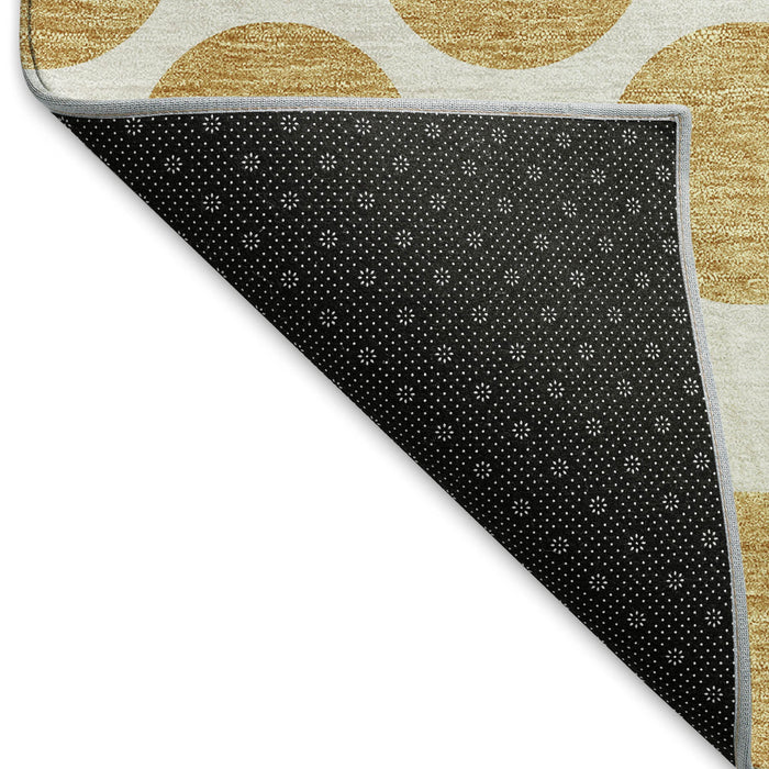 10' X 14' Polka Dot Washable Area Rug With UV Protection (677393) - Gold / Ivory