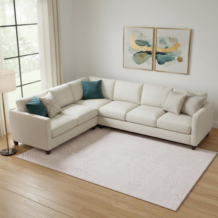 10' X 14' Abstract Geometric Washable Area Rug With UV Protection (672935) - Pink / Ivory