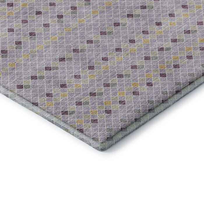 10' X 14' Striped Washable Area Rug With UV Protection (693540) - Lavender / Gold / Gray