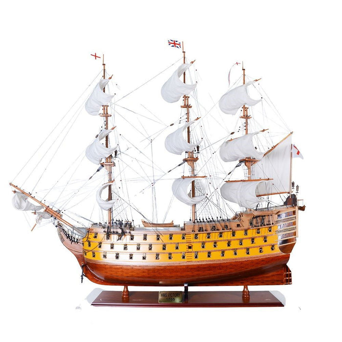 Hand Painted Model Boat - Dark Brown / Yellow