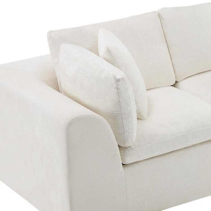 Chenille Modular Sofa Chaise With Ottoman Toss Pillows (725211) - Beige