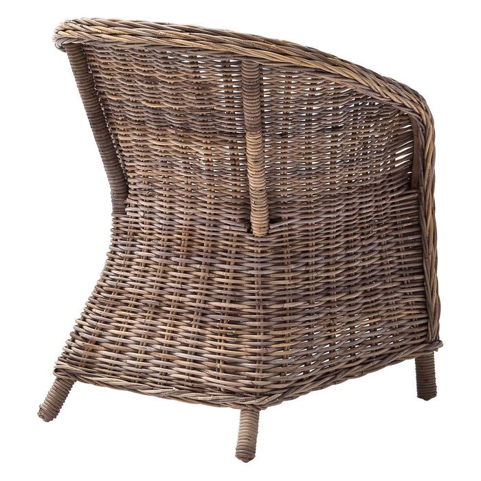 Round Wicker Club Armchairs With Seat Cushion (Set of 2) - Natural