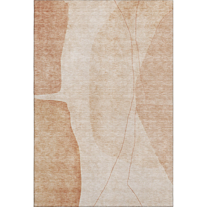 10' X 14' Abstract Washable Area Rug With UV Protection (656597) - Terra Cotta / Beige