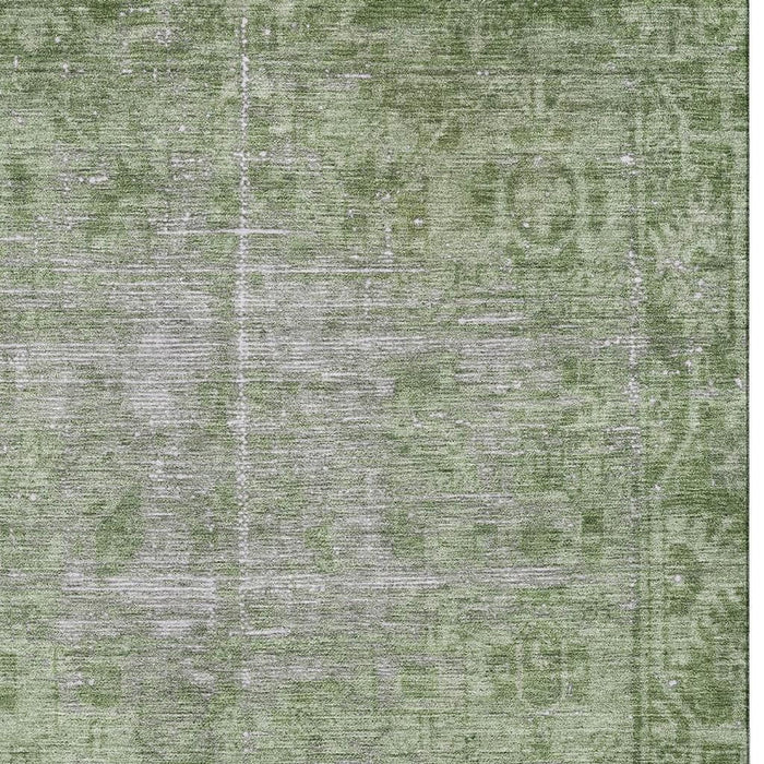 10' X 14' Oriental Washable Area Rug With UV Protection (691932) - Fern Green / Silver