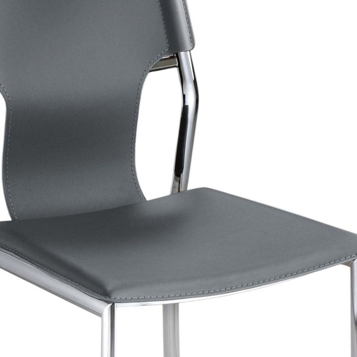 Leather Dining Side Chairs (Set of 4) - Gray / Silver