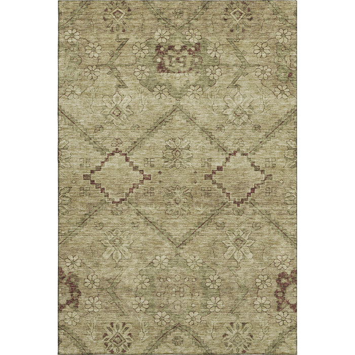 10' X 14' Floral Washable Area Rug With UV Protection (667234) - Brown / Beige