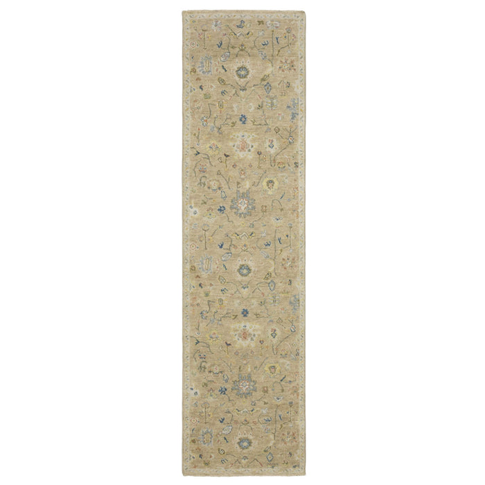 10' Wool Oriental Hand Knotted Runner Rug With Fringe - Beige