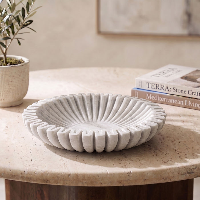 Decorative Valenza bowl by Meridian Furniture featuring a stylish, artistic design perfect for table decor or display.
