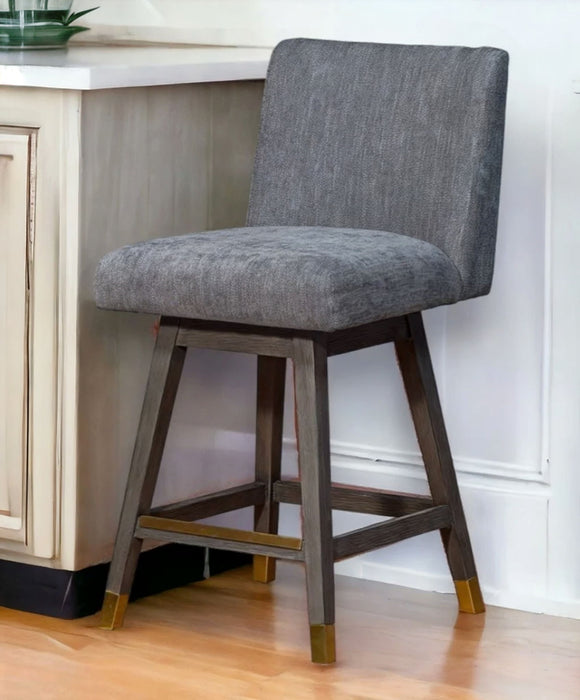 Solid Wood Swivel Counter Height Bar Chair - Gray And Black