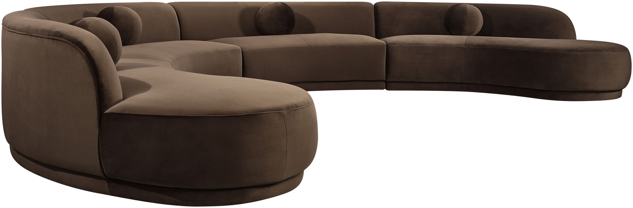 Avra velvet performance fabric sectional by Meridian Furniture, 189-inch stationary upholstered sofa with plush cushions and modern design.