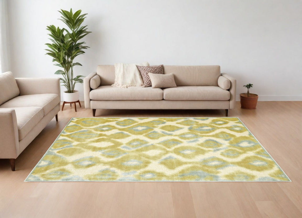 10' x 13' Abstract Power Loom Area Rug - Gold Gray And Tan