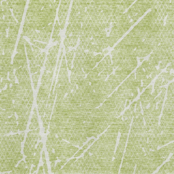 10' X 14' Abstract Washable Area Rug With UV Protection (652809) - Artichoke Green / Ivory
