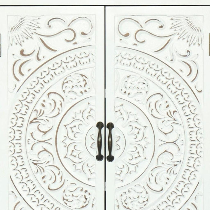 Wood Accent Cabinet With Two Doors Two Drawers - White
