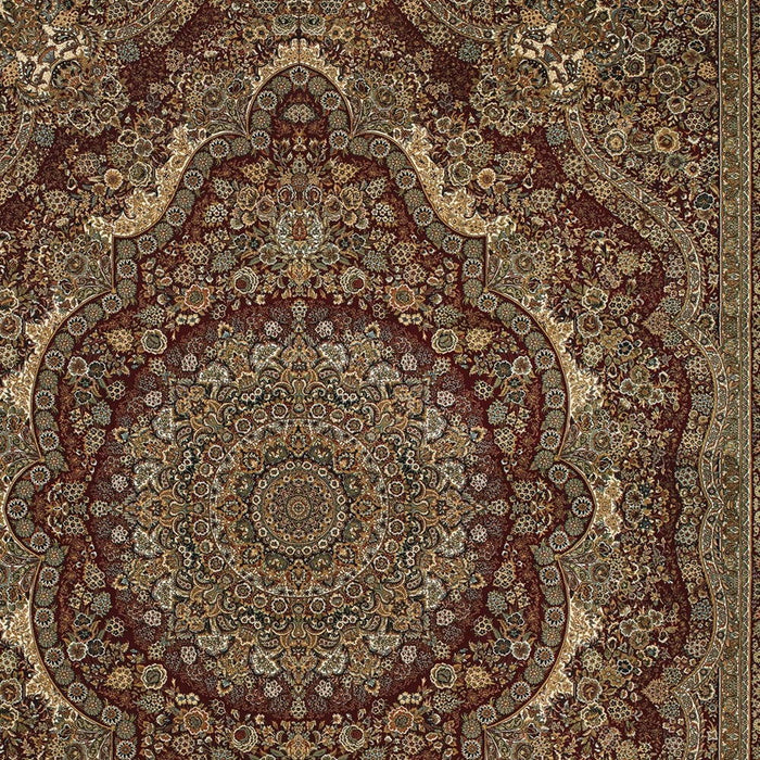 5' X 8' Medallion Area Rug With Fringe - Red And Gold