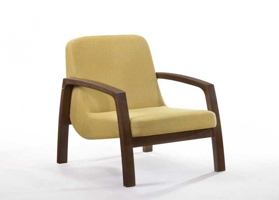 Retro Modern Wood Armchair - Gold And Walnut