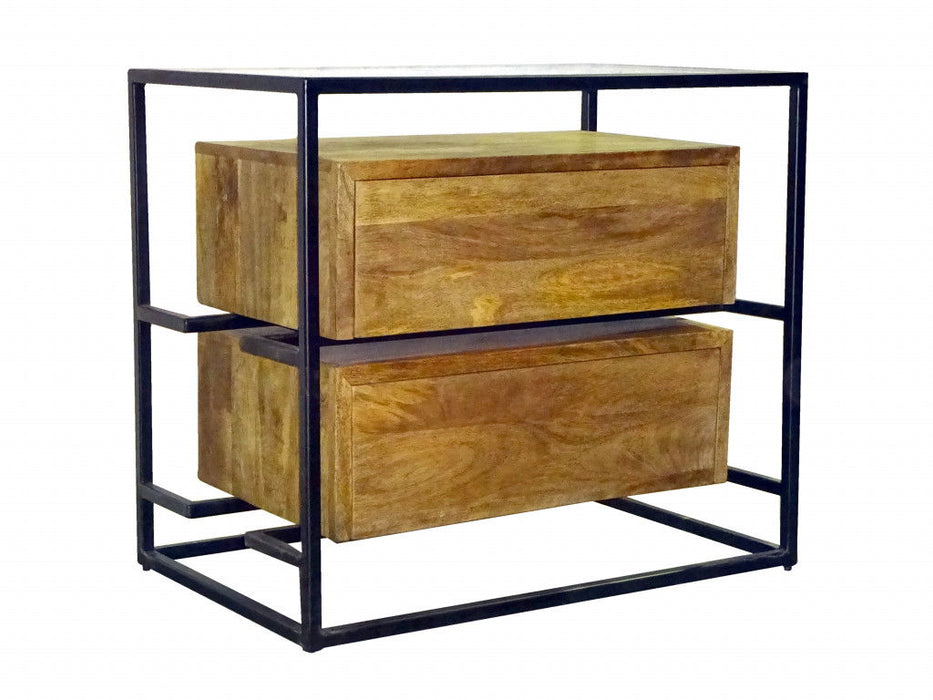 28" Two Drawer Nightstand - Natural