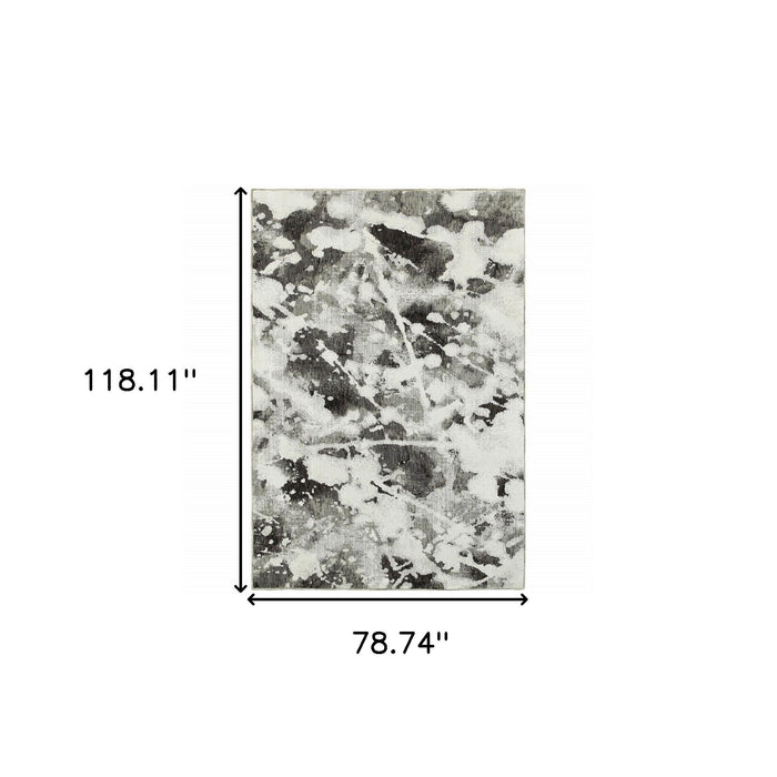 7' x 10' Abstract Power Loom Area Rug - Gray And White
