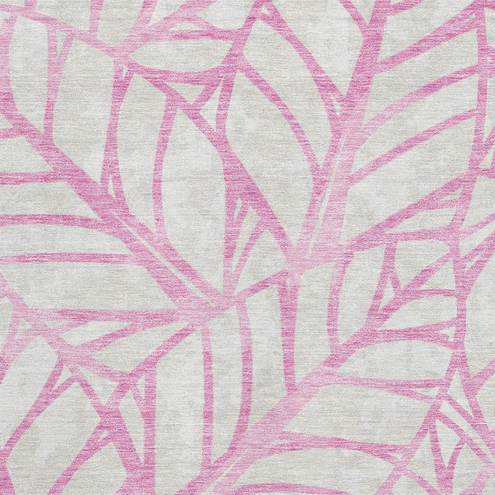10' X 14' Floral Washable Area Rug With UV Protection - Pink And Beige