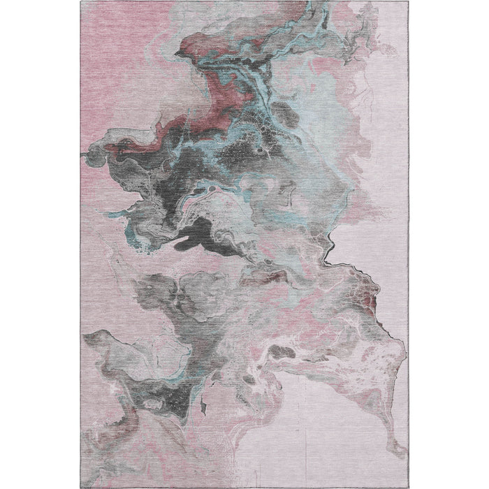 10' X 14' Abstract Washable Area Rug With UV Protection (697272) - Pink / Blue / Silver